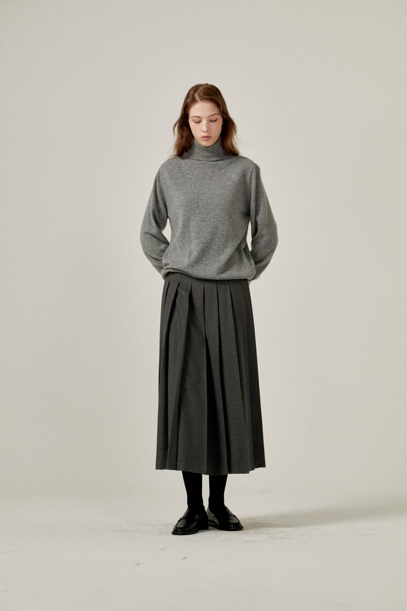Cashmere turtle neck knit (Grey)