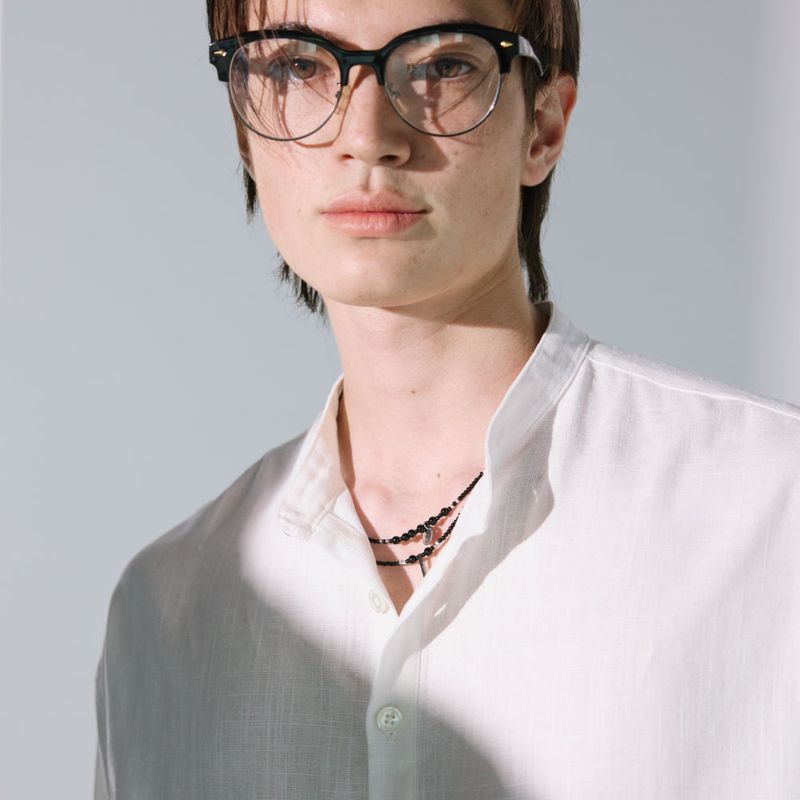 linen concho roll up shirt white