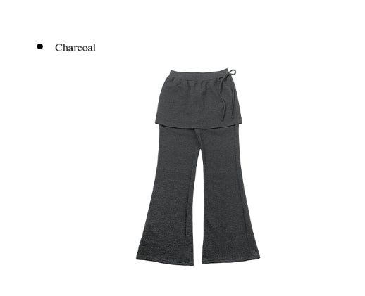 Asin Layered Flare Bootcut Banding Skirt Pants