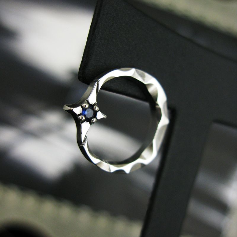 Crescent light-S1 Blue Sapphire silver stud earring