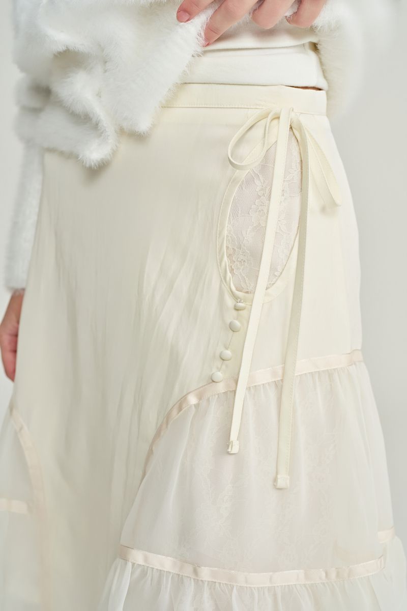 Rose terrace ruffle skirt, Ivory