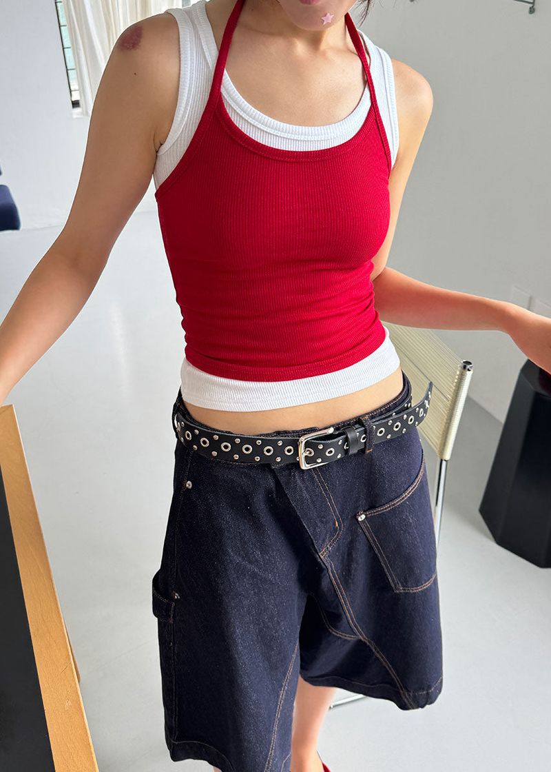 CROPPED HALTER SLEEVELESS