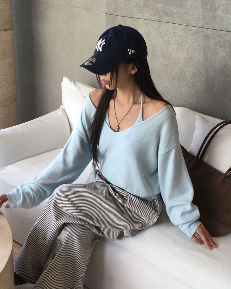 V-Neck Knit & Tank Top Set