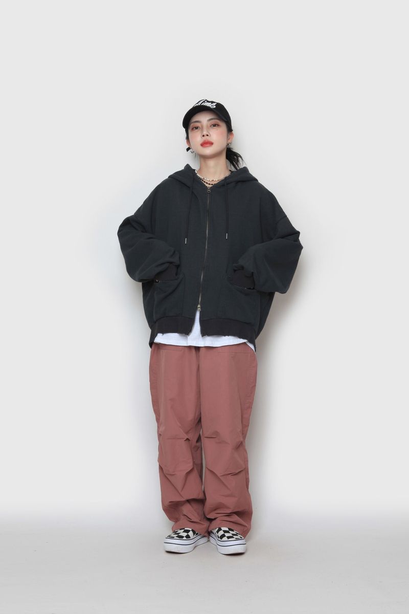 junk two-way zip-up hoodie