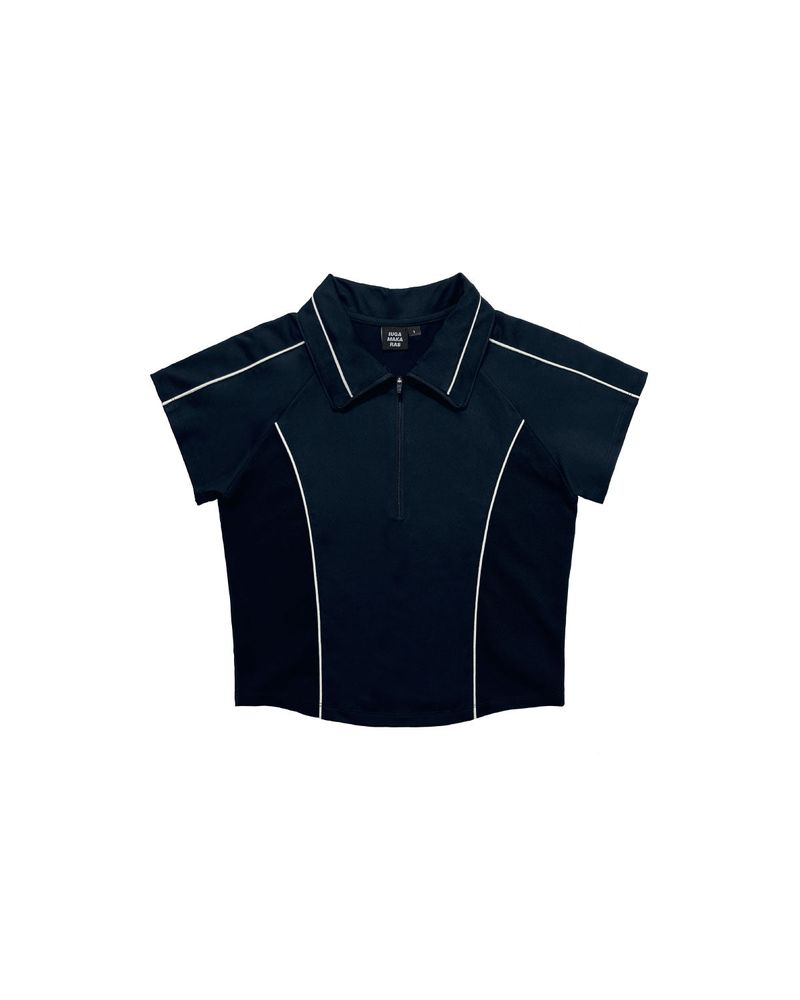 Piping Half Zip-Up Jersey (Navy)