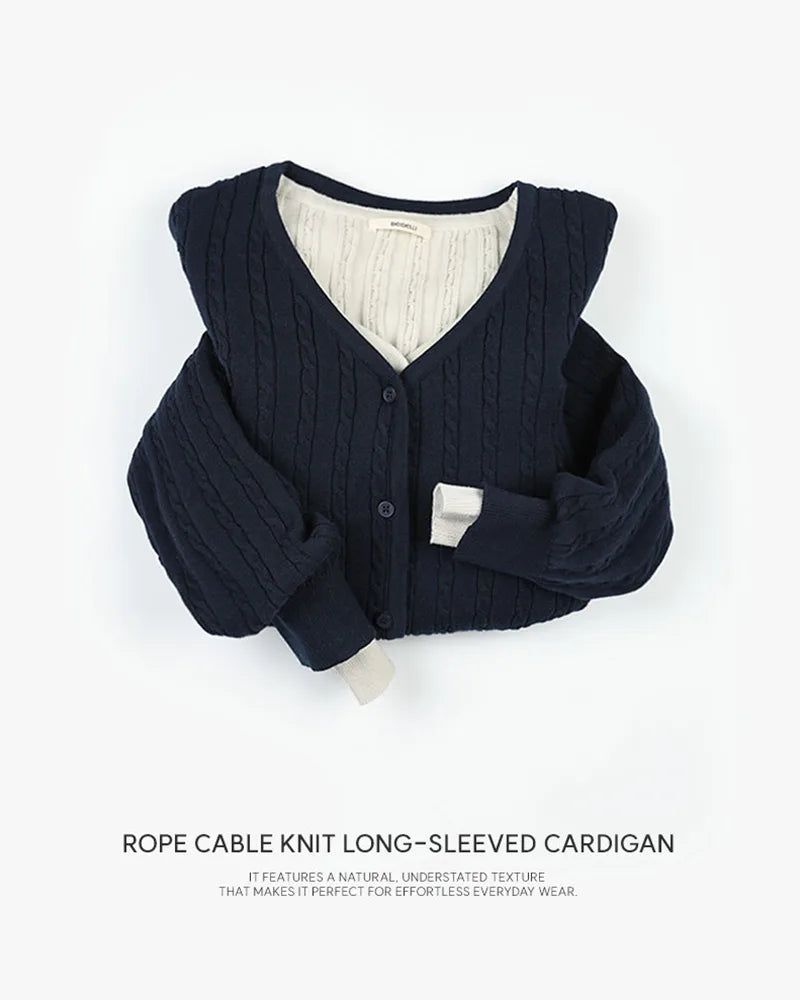 [ORIGINAL] Rope Cable Knit Long-sleeved Cardigan