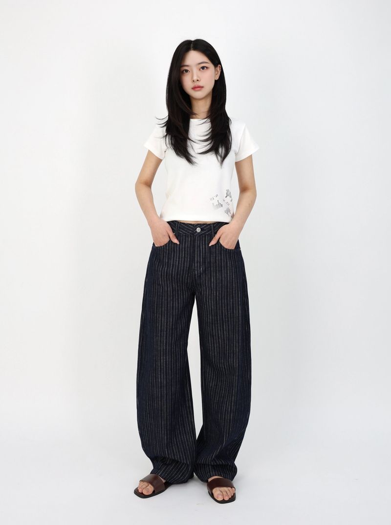MOOD INDIGO PIN STRIPE CURVED DENIM code 26200