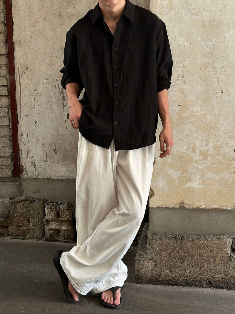 Satin slub shirts(4color)