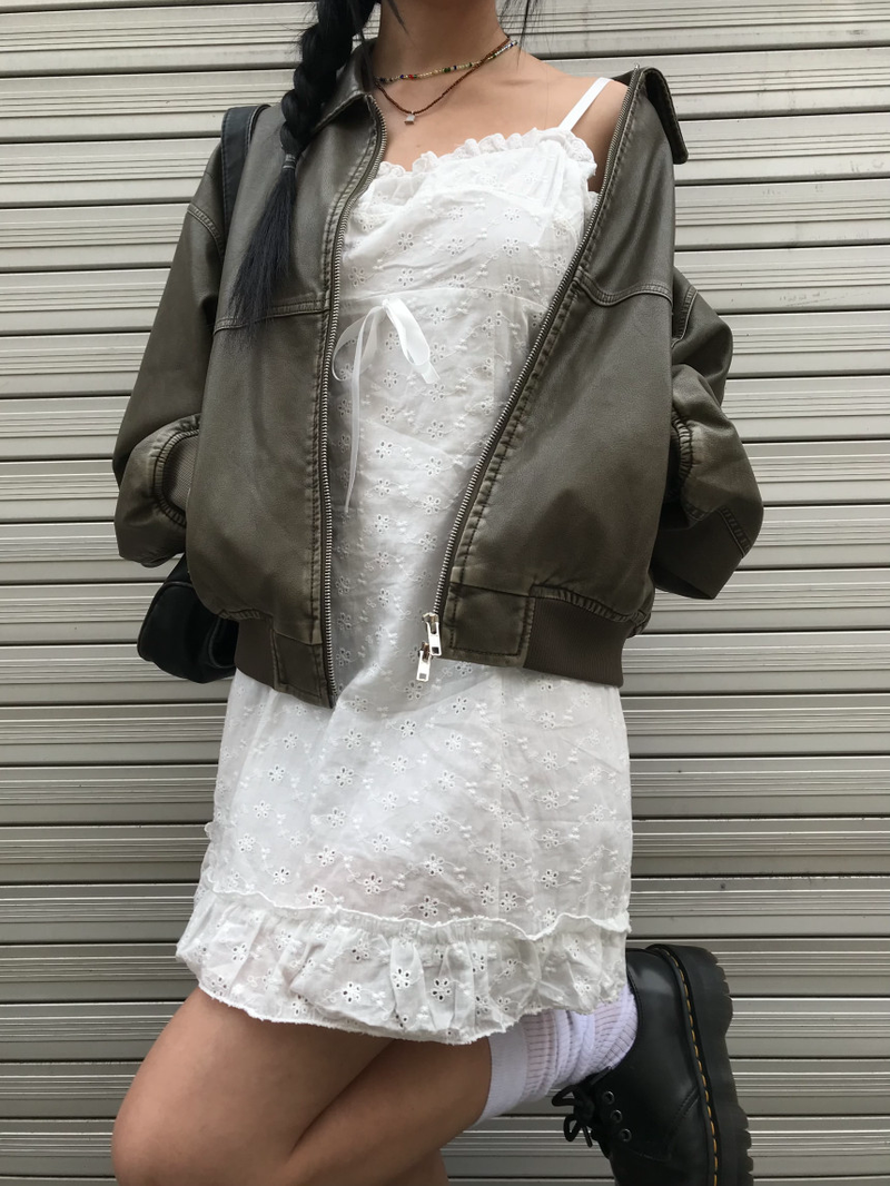 ホワイトパンチング ミニワンピース