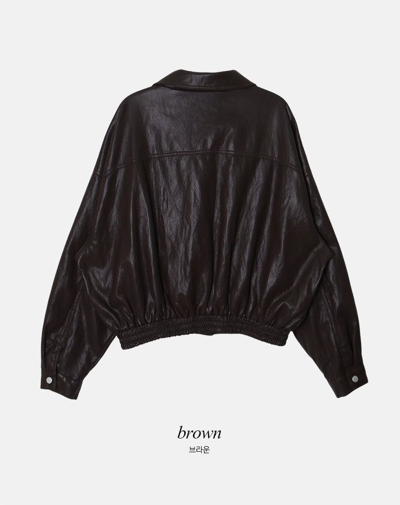 EW Collar Crop Leather Blouson (2color)