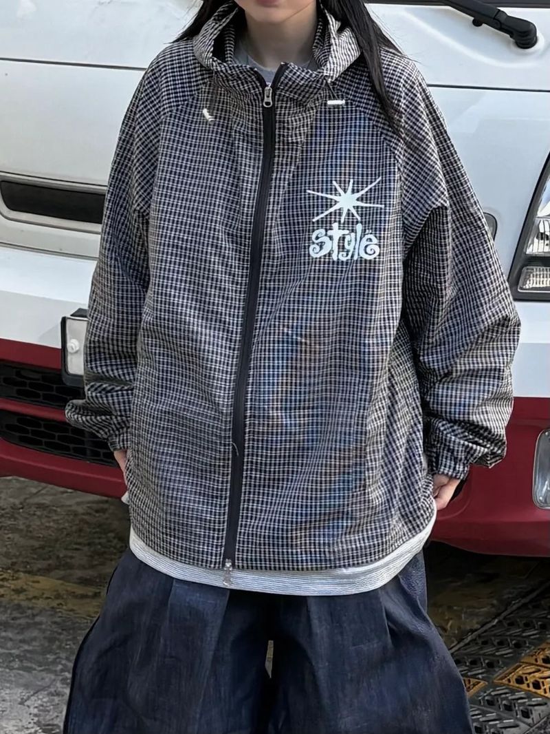 style check hood jacket