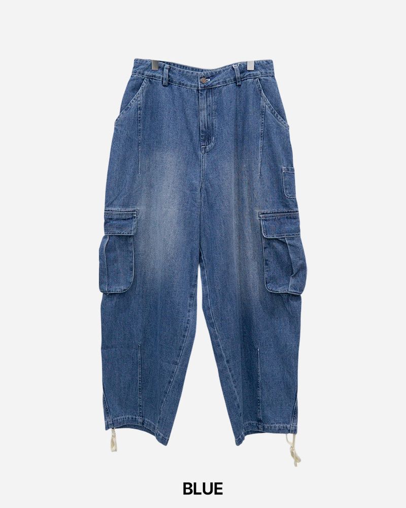 Stack cargo denim pants