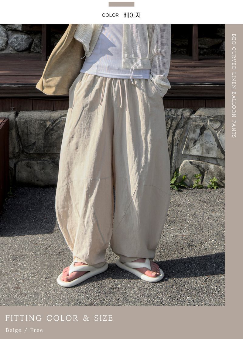 Beo Curved Linen Balloon Pants