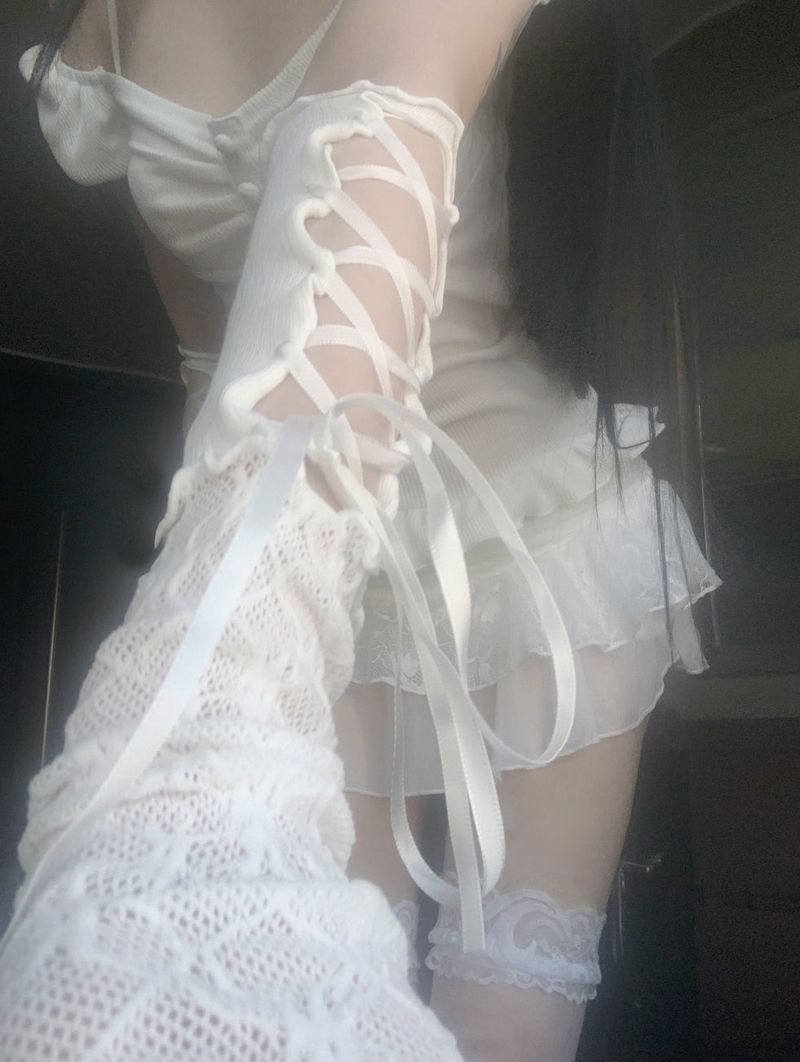 ベラ シャーリング レース スカート(white)