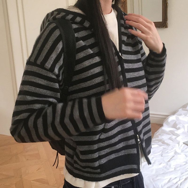[MADE] Anton Stripe Pocket Two-Way Knit Zip-Up