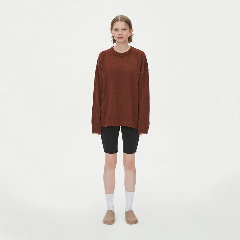 CASHLIKE ROUND NECK KNIT_CARMEL