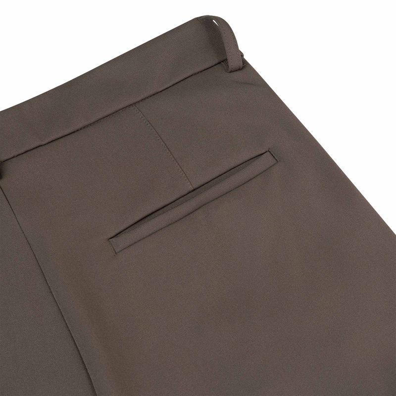 Metal Label Wide Trouser Pants - Brown
