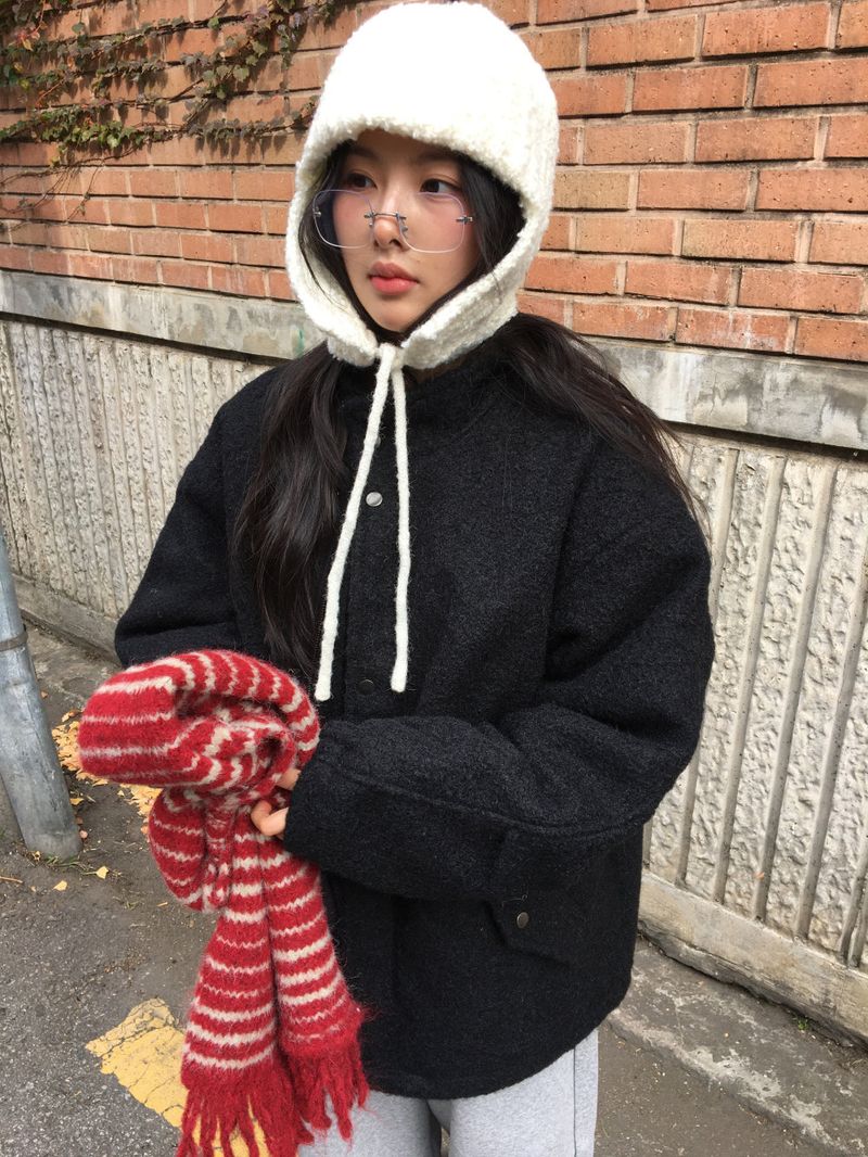 Le Fine Wool Stripe Muffler (4color)