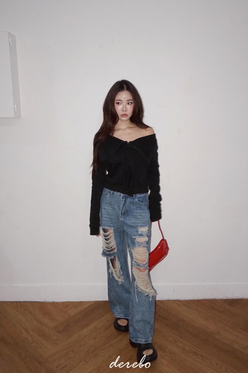 Vintage open wide denim pants
