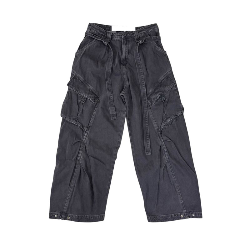 Belted dying cargo pants