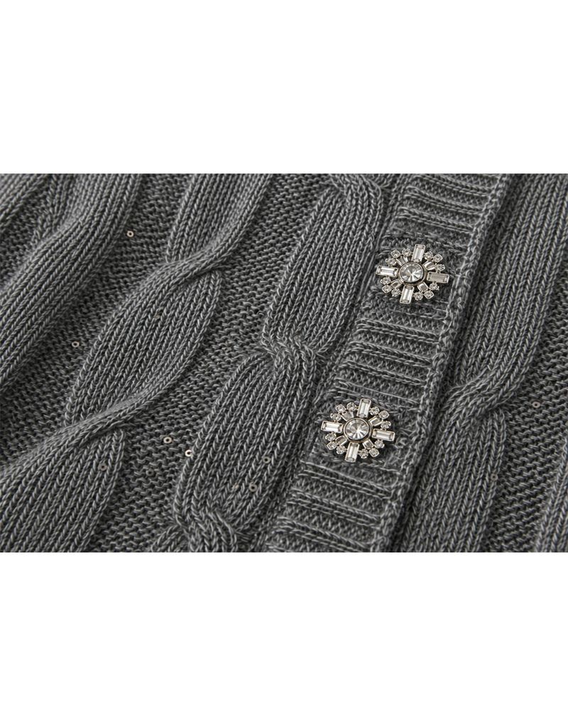 Lucy Twinkle Round Neck Oversized Cardigan Grey