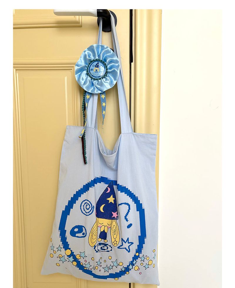 UnsocialNight Autumn New All-match Original Printed Cartoon TaichiDog Canvas Bag for Women