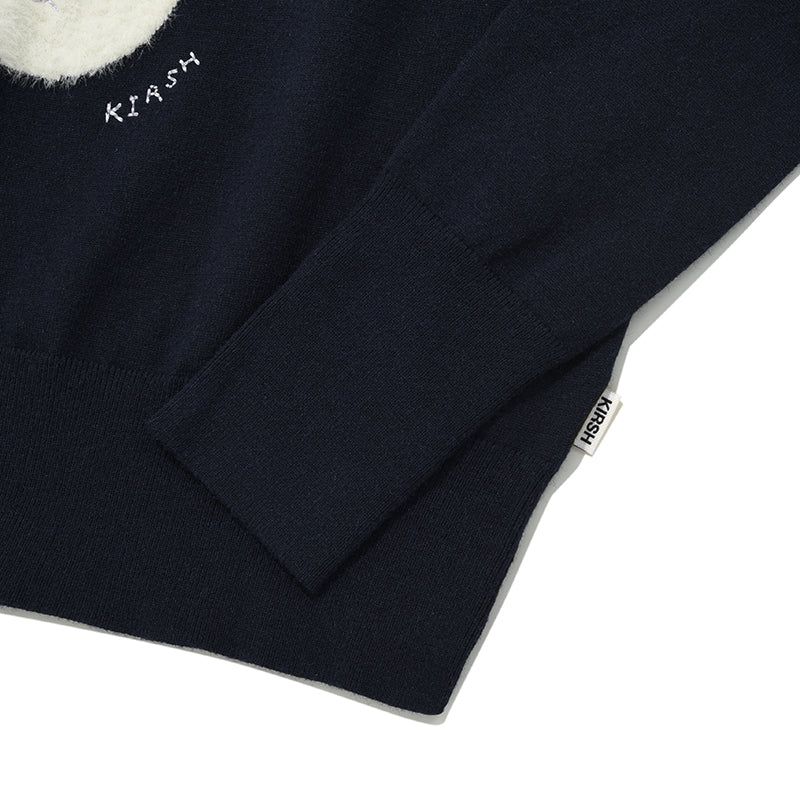 WITTY BUNNY FACE POINT KNIT [DARK NAVY]