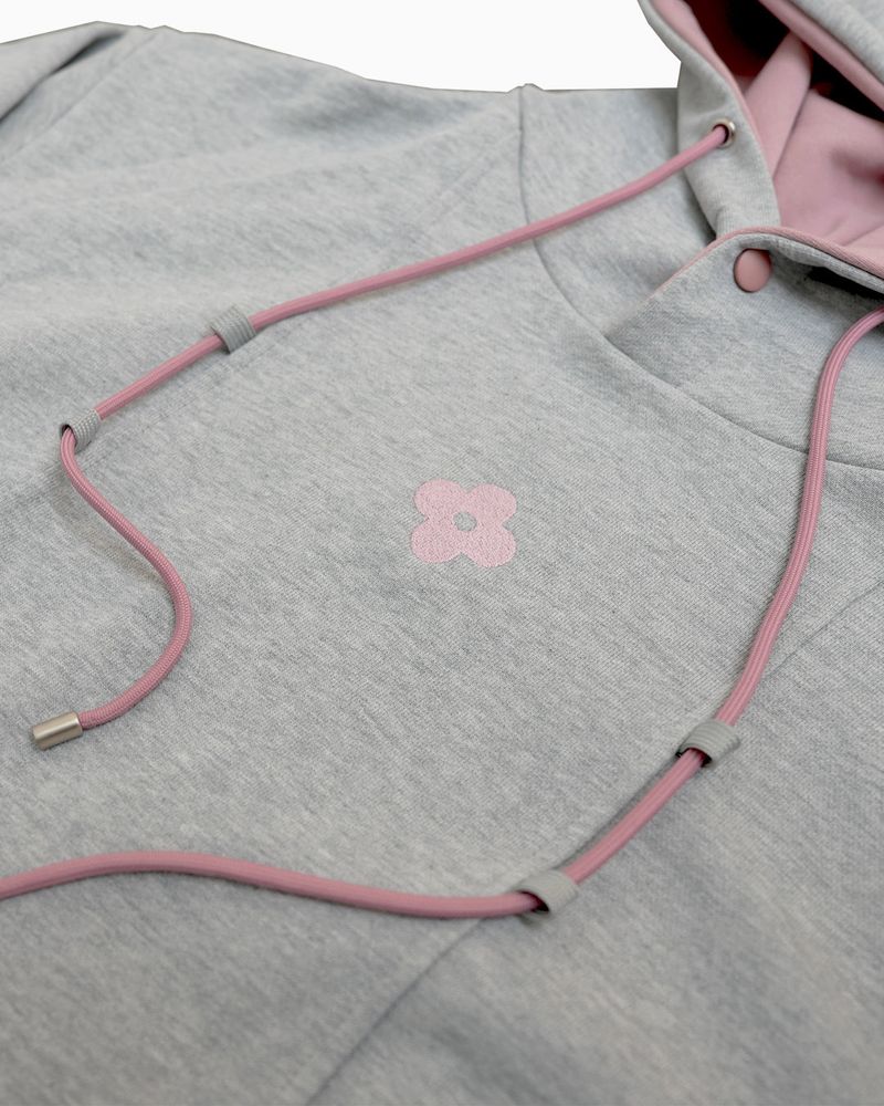 Snap curve hoodie / gray
