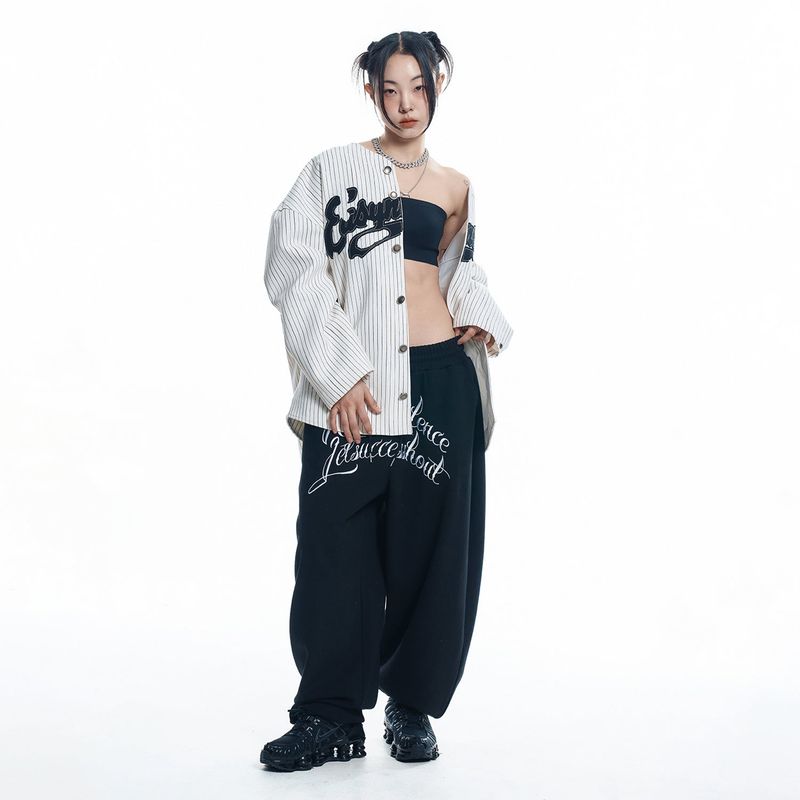 Lettering Balloon Sweatpants - BLACK
