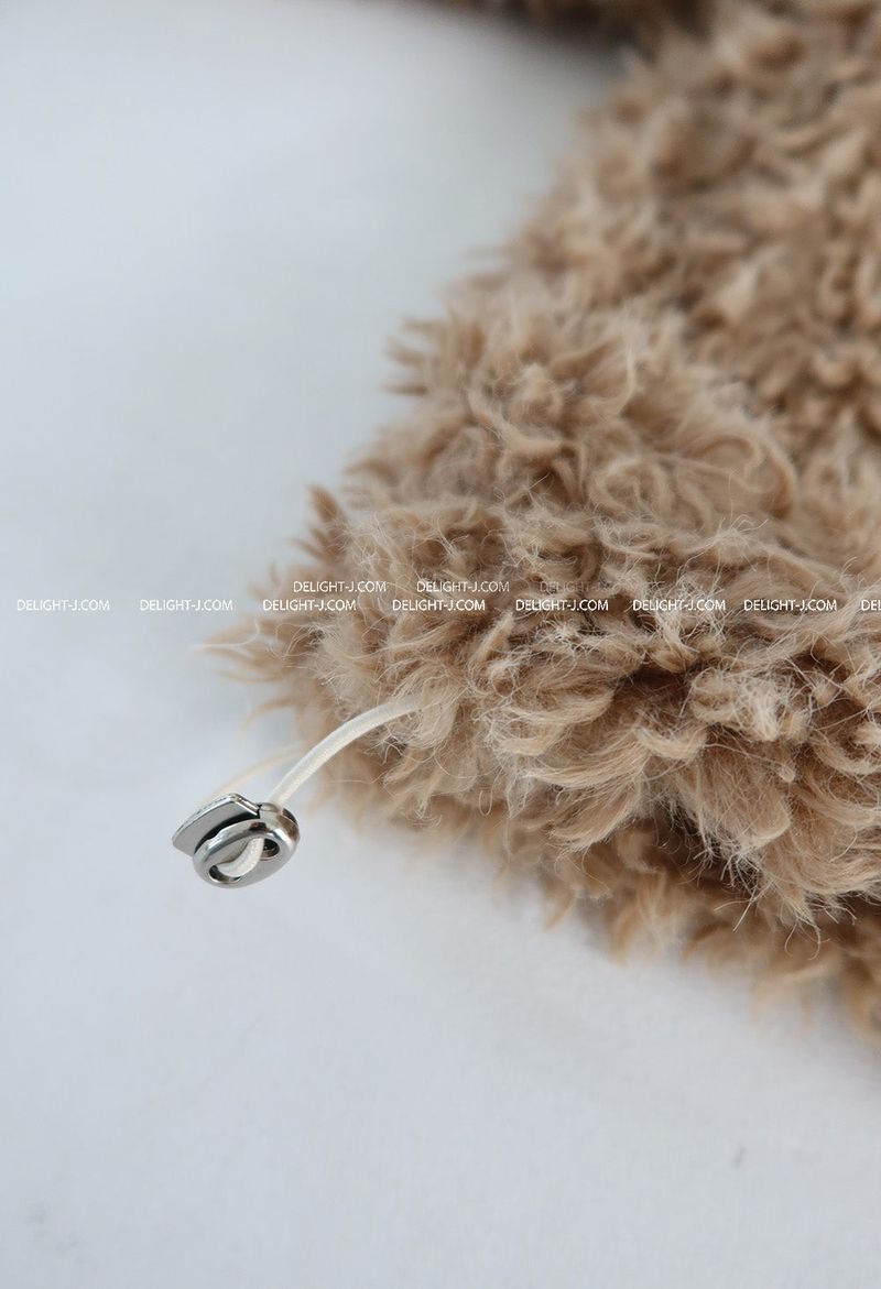 Rabbit ear hood zip-up soft fur jacket