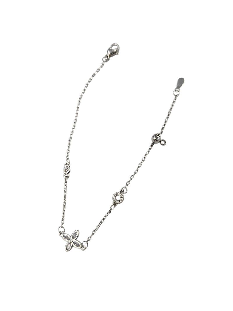Vintage Silver Crystal Flower Bracelet