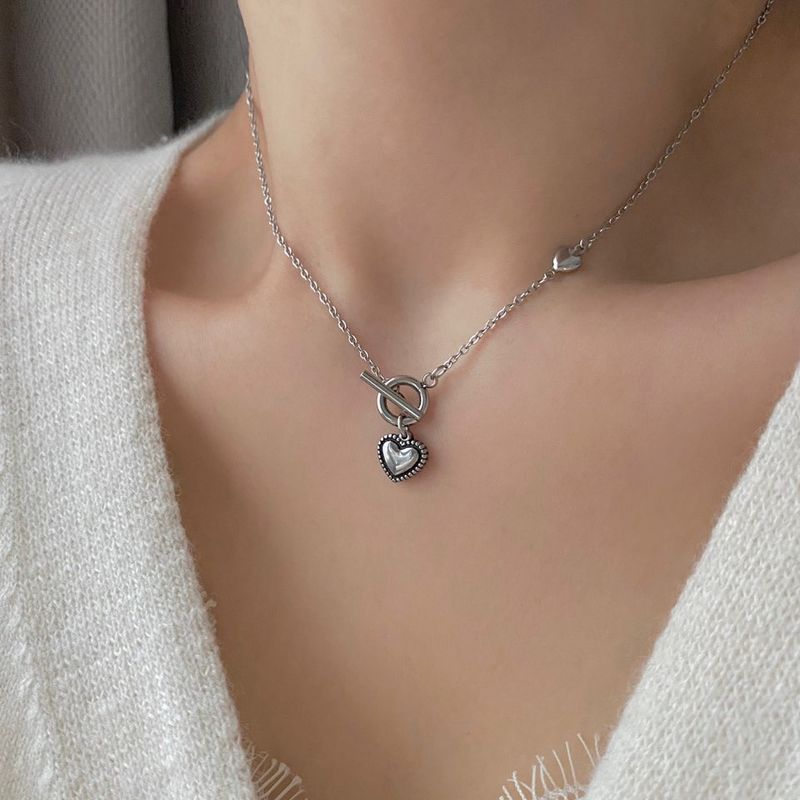 s-eh Antique Simple Heart Toggle Bar Necklace