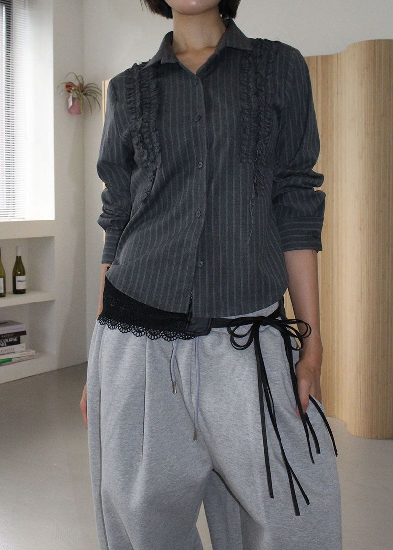 FRILL STRIPE SHIRT