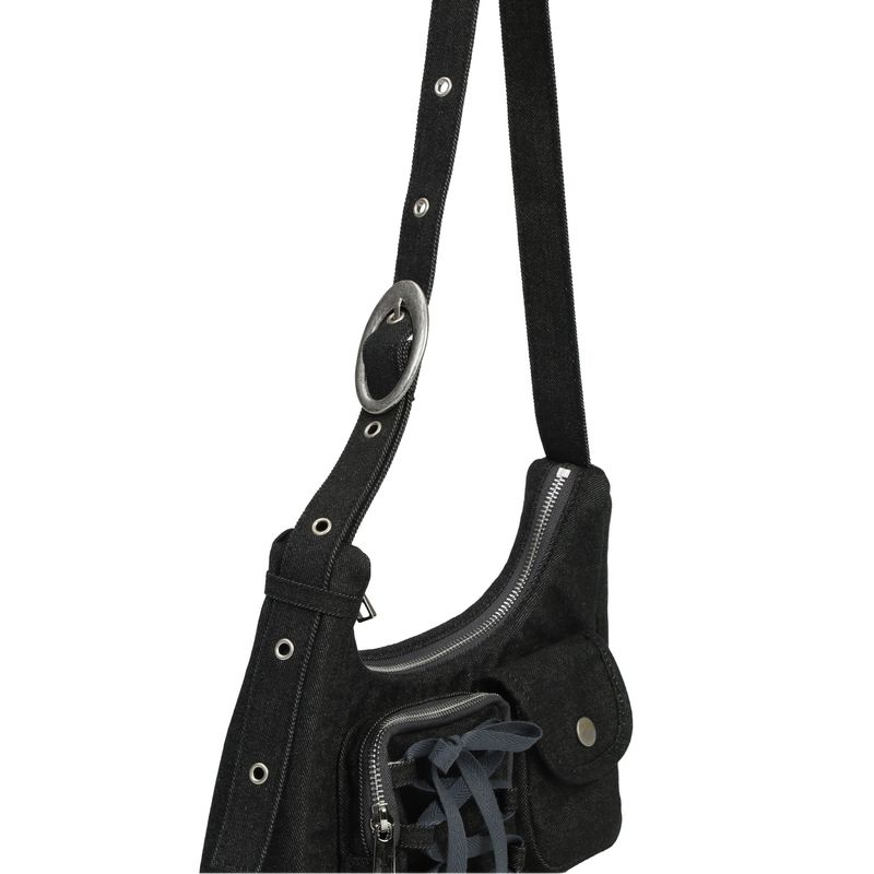 Ribbon hobo bag_black