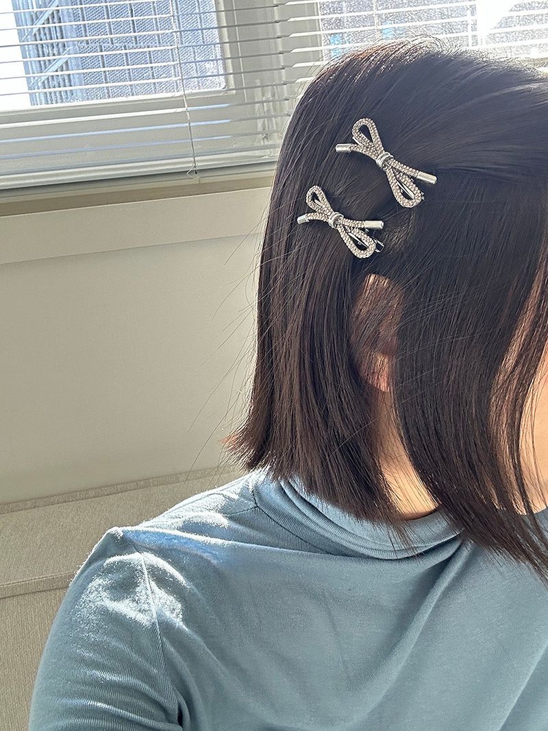 Glitter ribbon hair pin (2color)