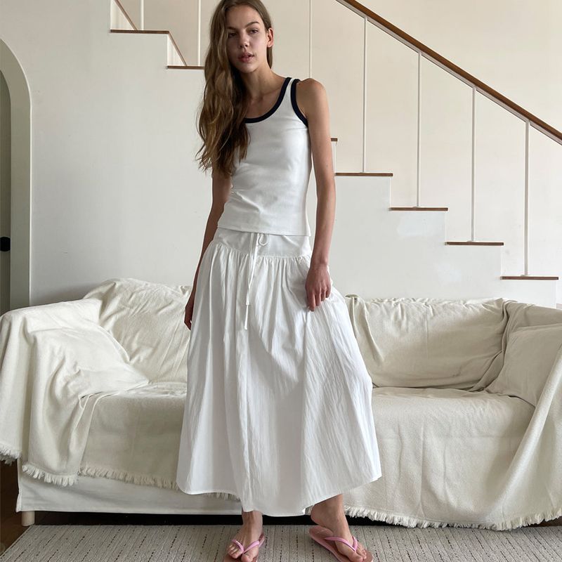 Ringer Cotton Sleeveless_White