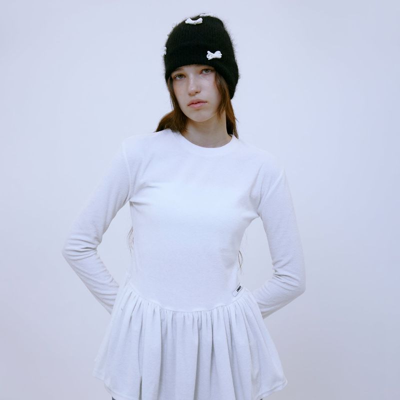 Ribbon Mohair Beanie (BLACK)