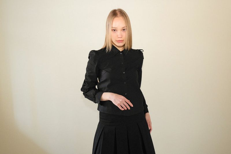 Pleated midi skirt _(Emerald Heart)*Black
