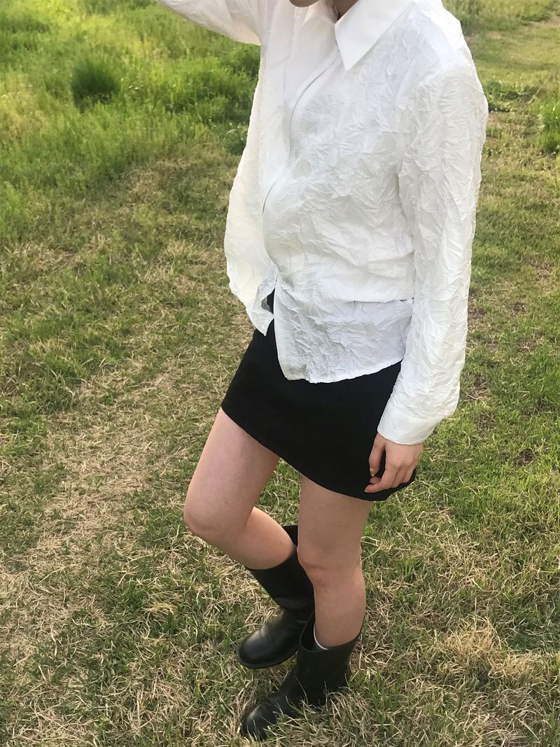 Crumpled 2-way jacket shirt