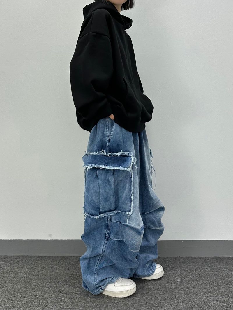 cut-off big pocket denim balloon pt