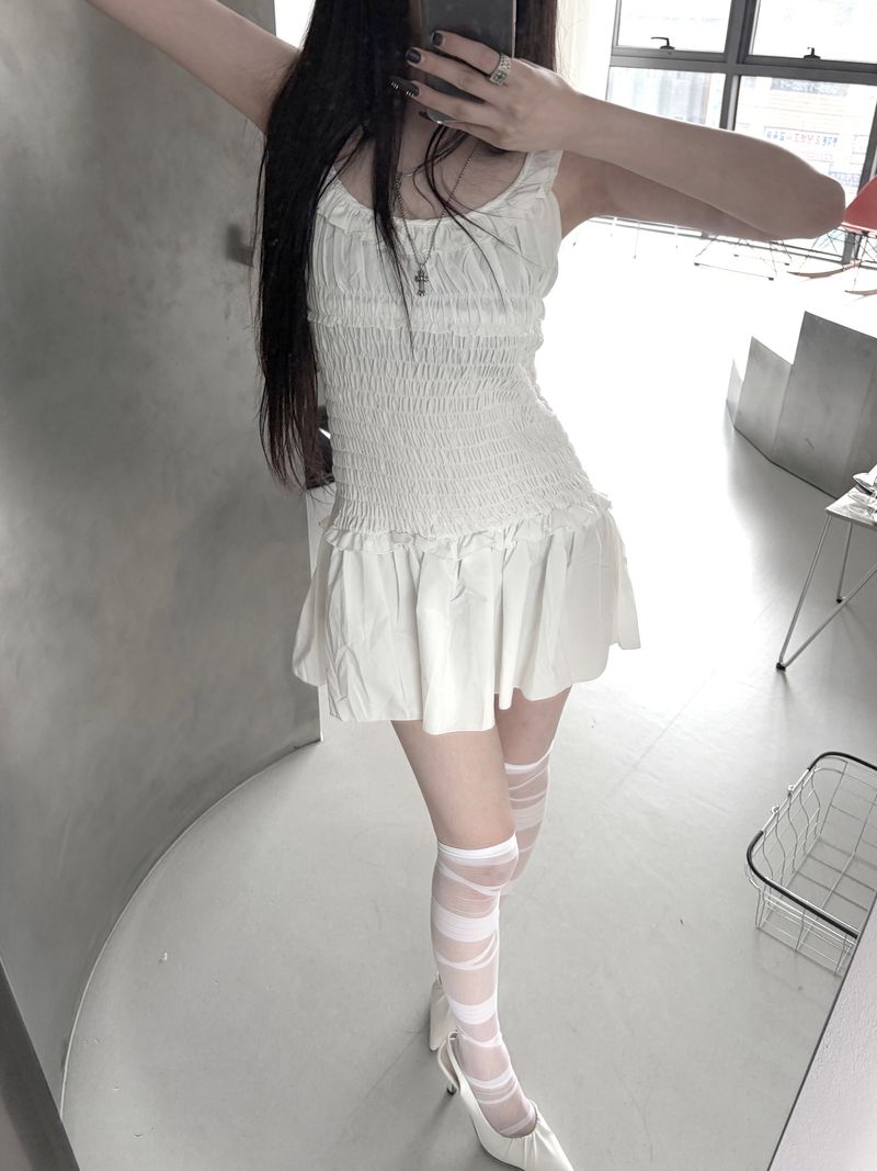 smocked frill mini one-piece