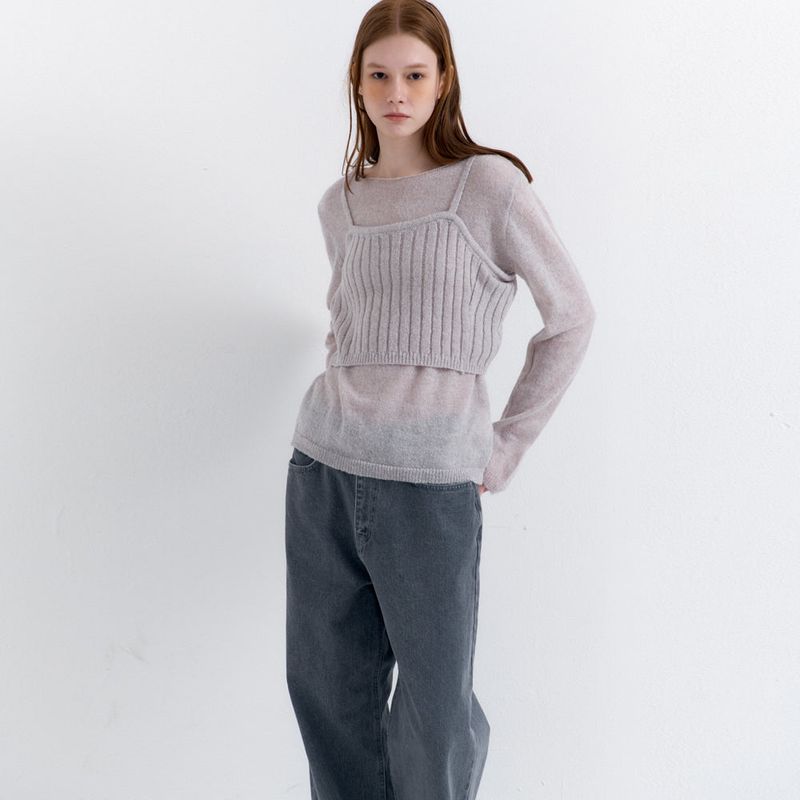 Bustier Knit Set Gray
