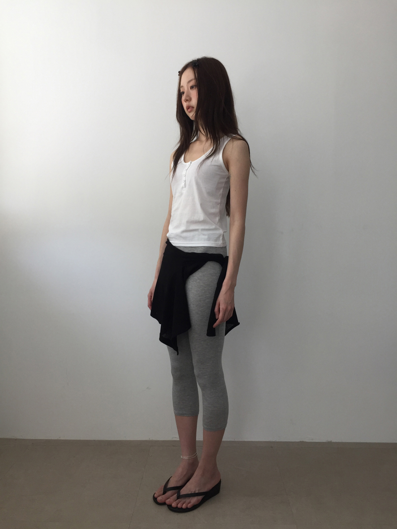 Classic Henry Button Sleeveless (4color)