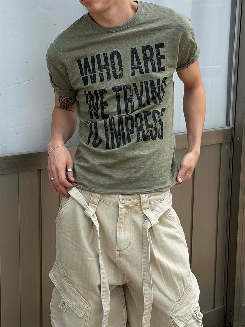 LAURANT（ロラン）の「Vintage slub lettering half t-shirts(4color)（Tops）」