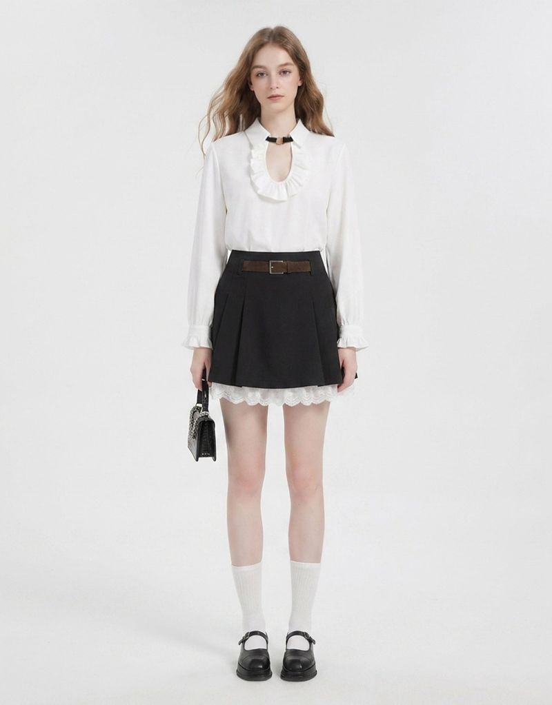 [PRE- FALL] Léa Lace Layered Pleated Mini Skirt Black