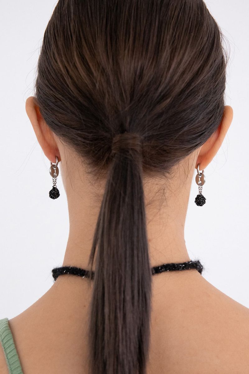 [2way] Drop knitball pendant ring earring