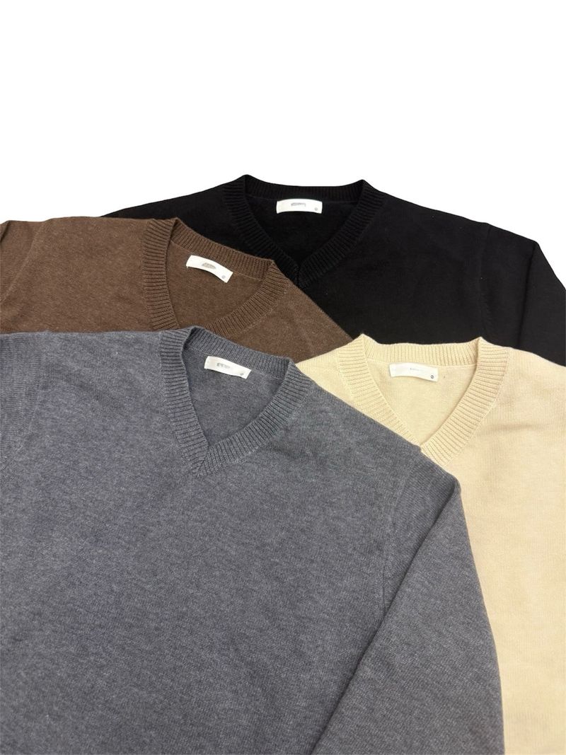 ソフトVネックニット (M, L / 4 Colors)