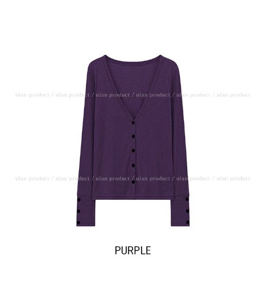 Mine Ribbed V-neck Button Cardigan