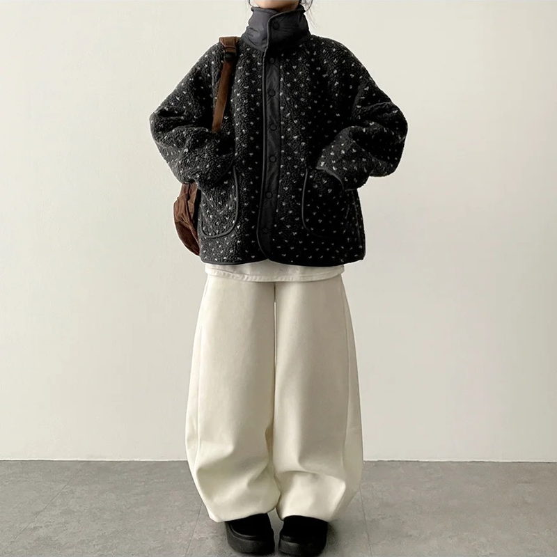 Mende Curved Incision Woolen Wide Pants