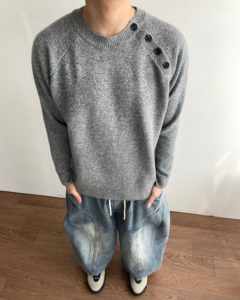 フェルド ボタン クロップ ニット